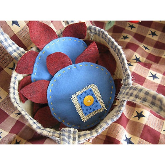 New Prim Rustic Handmade 7” Autumn Fall Felt Sunflowers w/ Bag Home Decor - Picture 5 of 12